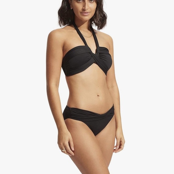 Seafolly halter bandeau bikini Top black NWOT - Picture 13 of 13